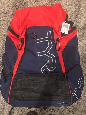 TYR Competitive Red and Navy Performance Backpack